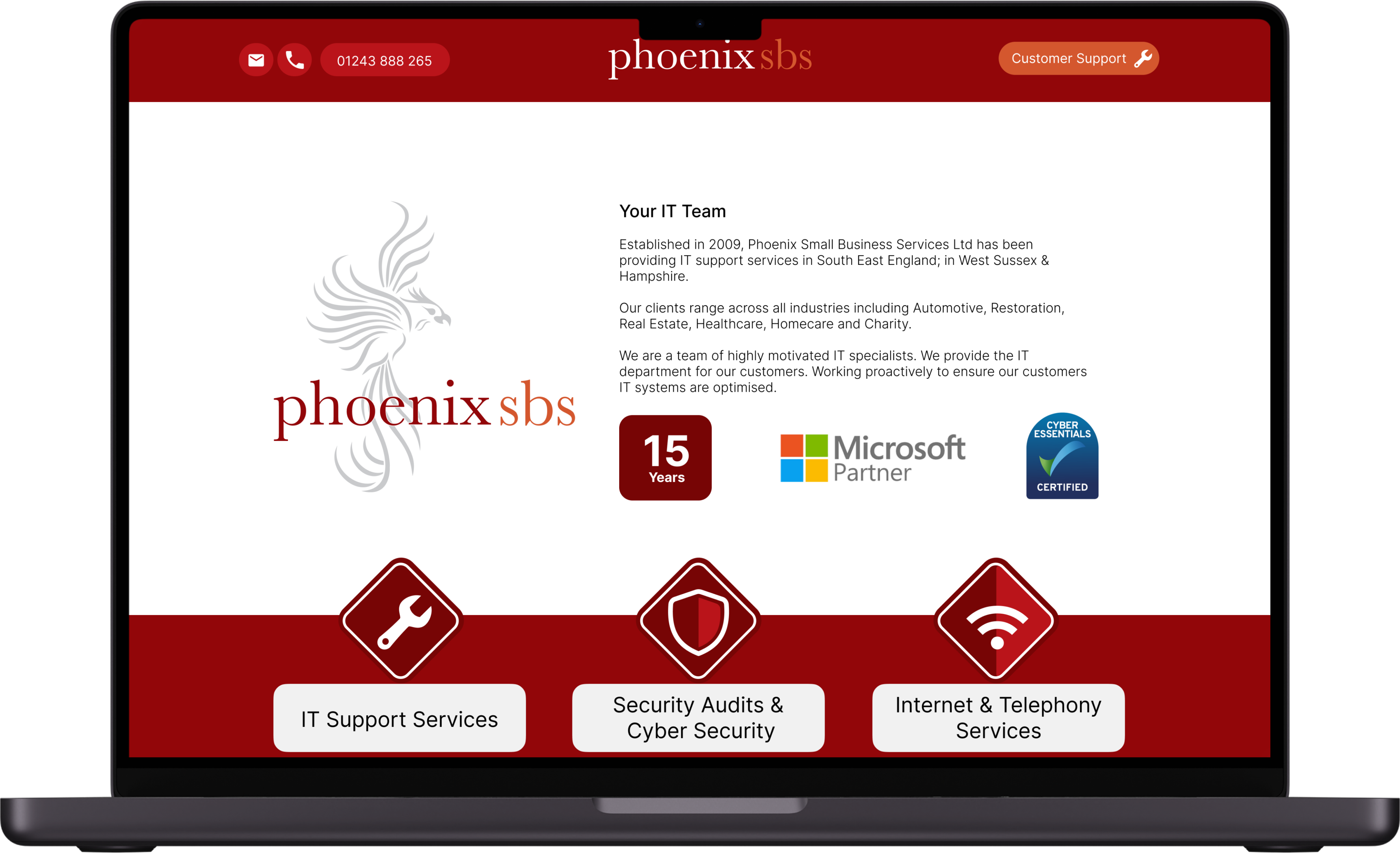 Laptop with Phoenix-SBS website